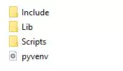 An image showing python environment files newly created