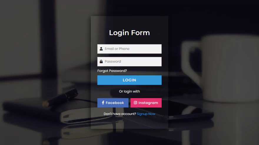 A picture of a beautiful and responsive login form