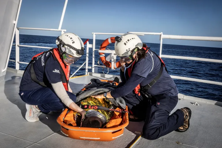 Tragedy at sea on the Mediterranean migration route showing the risks faced by migrants and refugees crossing dangerous waters